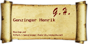 Genzinger Henrik névjegykártya